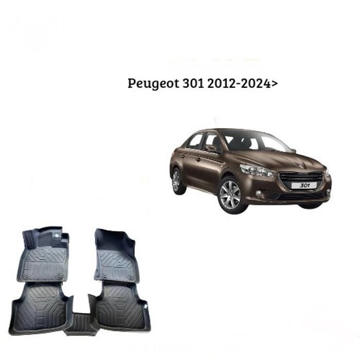 Tapis de voiture - Peugeot - 301 - Sur mesure 7D TPE - Antidérapant - Résistant aux intempéries