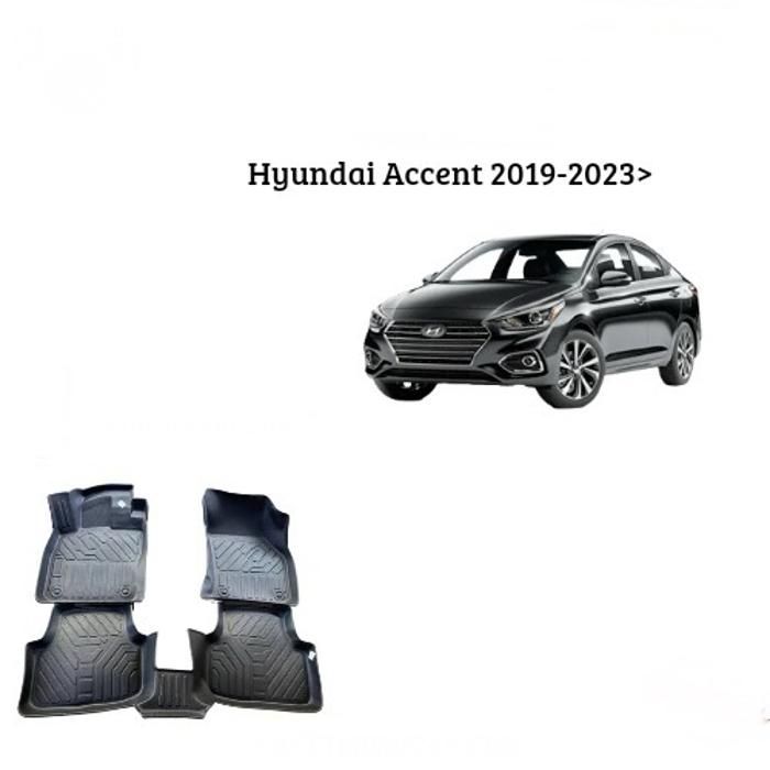 Tapis de voiture - Hyundai - Accent 2019-2023 - TPE 7D - Antidérapant - Résistant aux intempéries