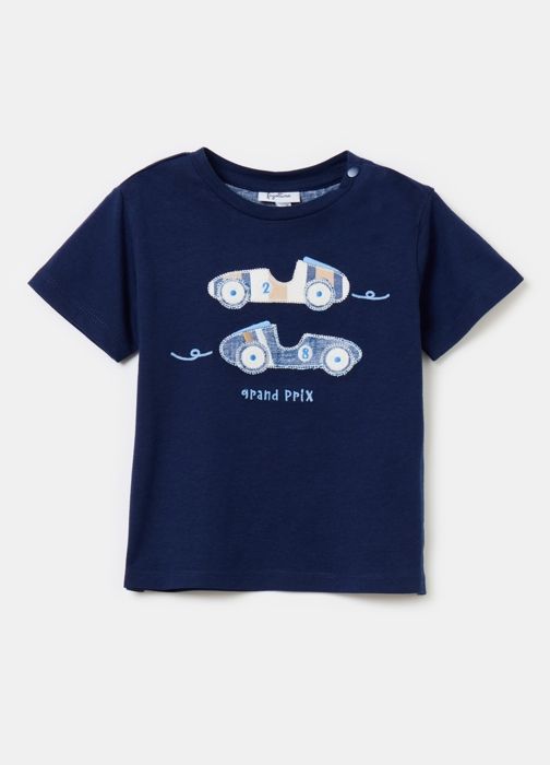 T-shirt - OVS - APPLICA CARS - Bleu Foncé - 100% Coton - Manches Courtes