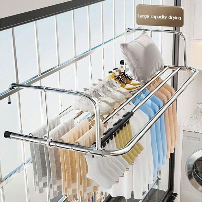 Séchoir à Linge Pliable en Acier Inoxydable  Robuste & Pratique