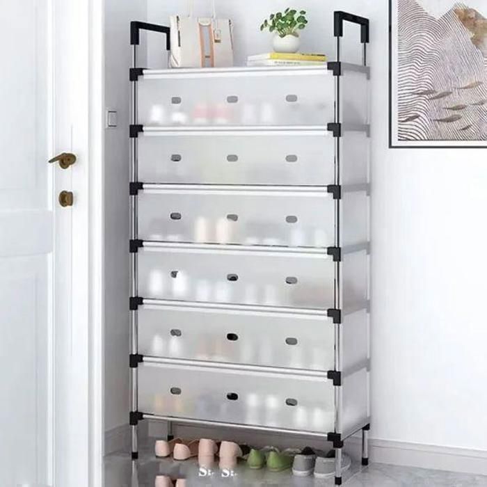 Étagère à chaussures - Non spécifié - 7 niveaux - Antipoussière - Acier peint - Design antidérapant