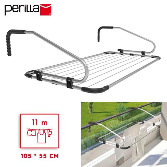 Sèche linge Étendoir en acier - Séchoir Balcon 105 cm, NOIR