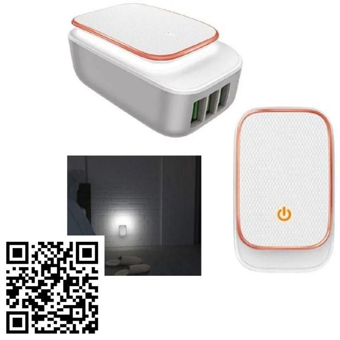 Chargeur - Irange - 3 Ports USB - Charge rapide - Veilleuse réglable - Multi-USB 4 en 1