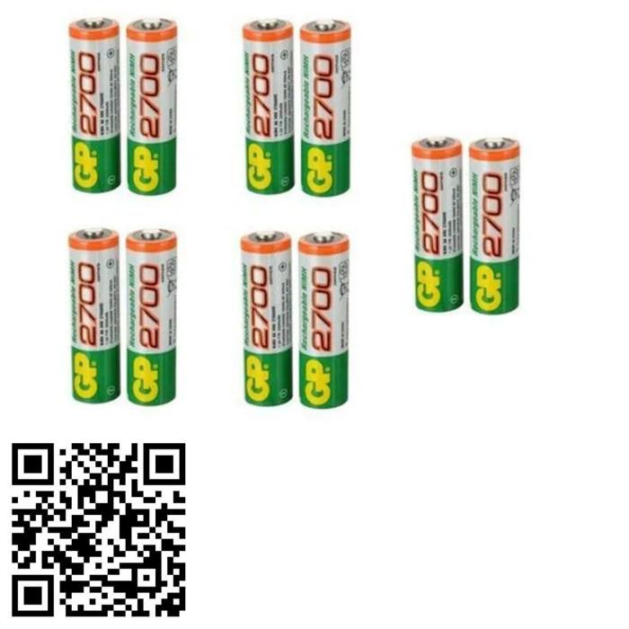 Batteries Rechargeables AA - GP - 2700 mAh - 1.2V - Pack de 10 - NiMH