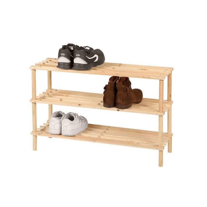 Meuble d'entrée - Non spécifié - Range chaussures - 3 étagères - Bois naturel - Contemporain