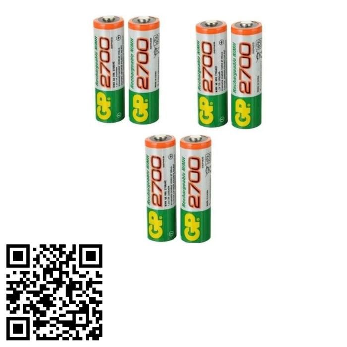 Piles Rechargeables AA - GP - 2700 mAh - 1.2V - Écologiques - Durables