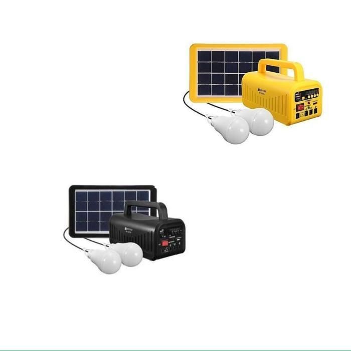 Kit Générateur Solaire - Non spécifié - Camping - 2 Ampoules - Radio - Chargeur (Couleur aléatoire)