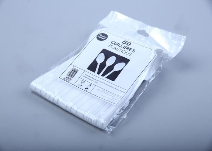 Cuillères en plastique - MODUS VIVENDI - 50 unités - Blanches - Compatibles lave-vaisselle - Pratiques