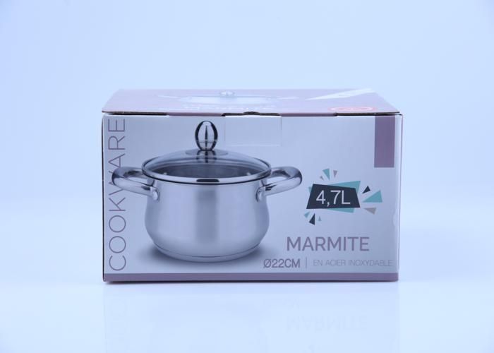 Marmite en aluminium avec couvercle en verre 4,7 litres