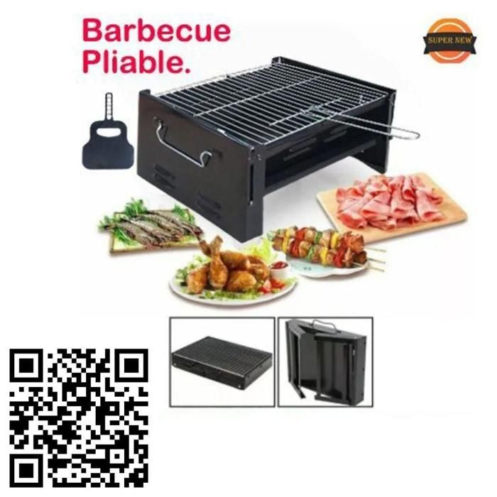 Barbecue Pliable à Charbon - Grill Portable - Acier - Pieds Démontables - Cuisson Horizontale - Mobilité Facile