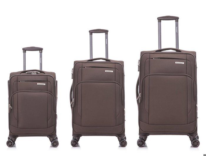 Ensemble de bagages - SANZHENG - 3PIECES - Marron - Tissu durable - 4 roulettes 360°