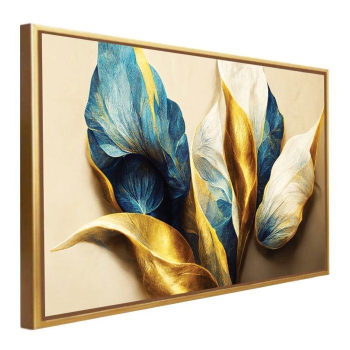 Tableau décoratif - AB022 - Doré - 136 cm x 86 cm - Design contemporain - Idéal pour salon