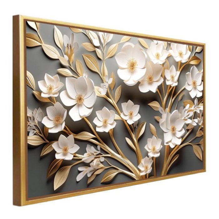 Tableau décoratif - AB049 - Doré - 136 cm x 86 cm - Design contemporain - Idéal pour salon