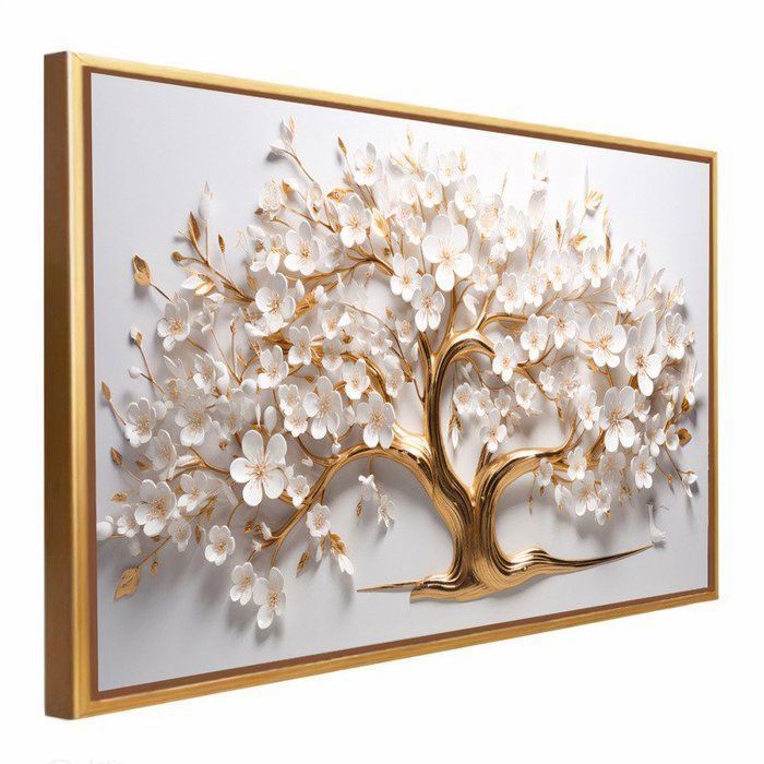 Tableau décoratif - AB038 - Doré - 136 cm x 86 cm - Design contemporain - Idéal pour salon