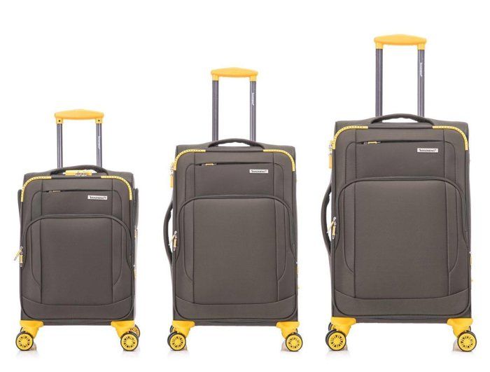 Ensemble de bagages - SANZHENG - 3PIECES - Noir et Jaune - Tissu durable - 4 roulettes 360°