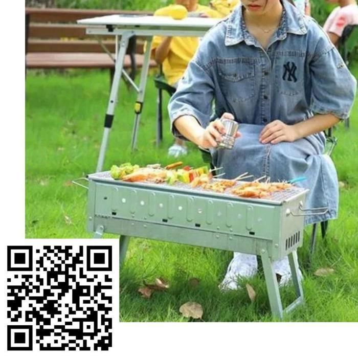 Grill à Charbon de Bois - Inox - Portable - Compact - Système de ventilation réglable - Durable