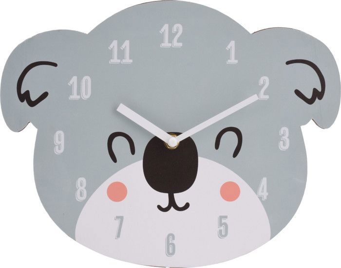 Horloge murale - KOALA - 260x280x35 mm - Décoration enfant - Plastique - Rond
