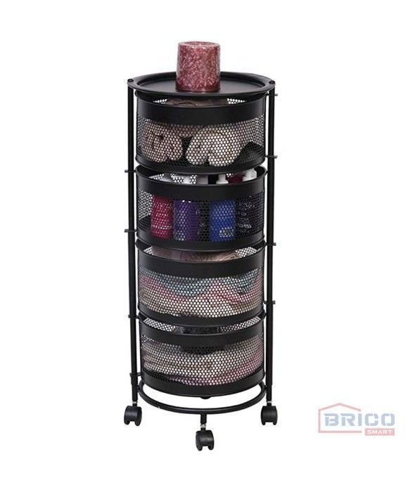 Organisateur en métal - MARQUE - 4 niveaux - Noir - Avec roues - Compact