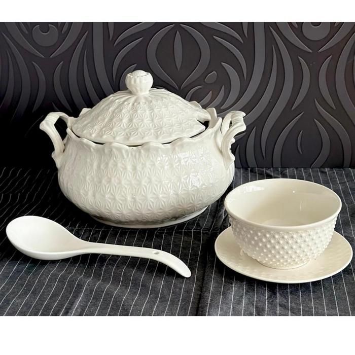 Ensemble de cuisine - Non spécifié - Soupière 15 pièces - Porcelaine blanche - Pratique - Élégant