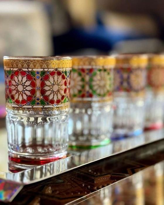 12 Verres De The en Cristal Style Zellige Fassi marocain Traditionnels