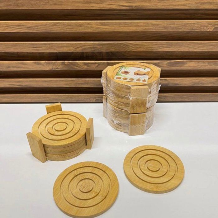 Set 6 sous verres avec support bambou