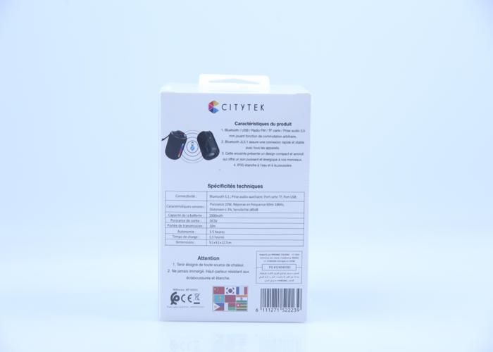 Enceinte BTH MI LED IPX5 - 10W - Black - MF109355 Citytek