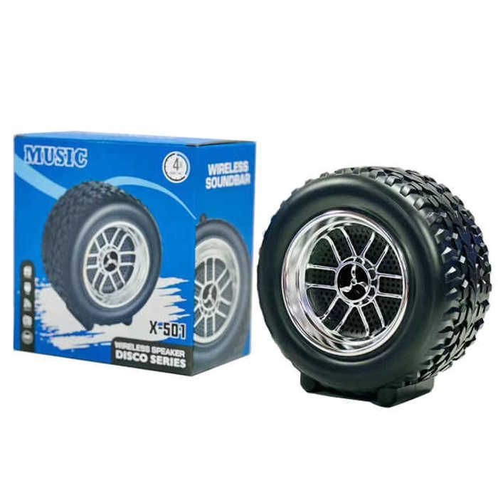 Enceinte de roue Petite taille Bluetooth V 5.1 - Puissance de sortie 100W avec USB Autonomie de lecture 4 heures Noir