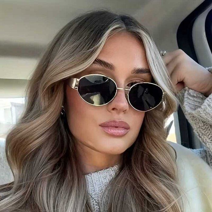 Lunettes de soleil - Luxe - Rétro Ovale - Monture Métal - Protection UV400 - Chic