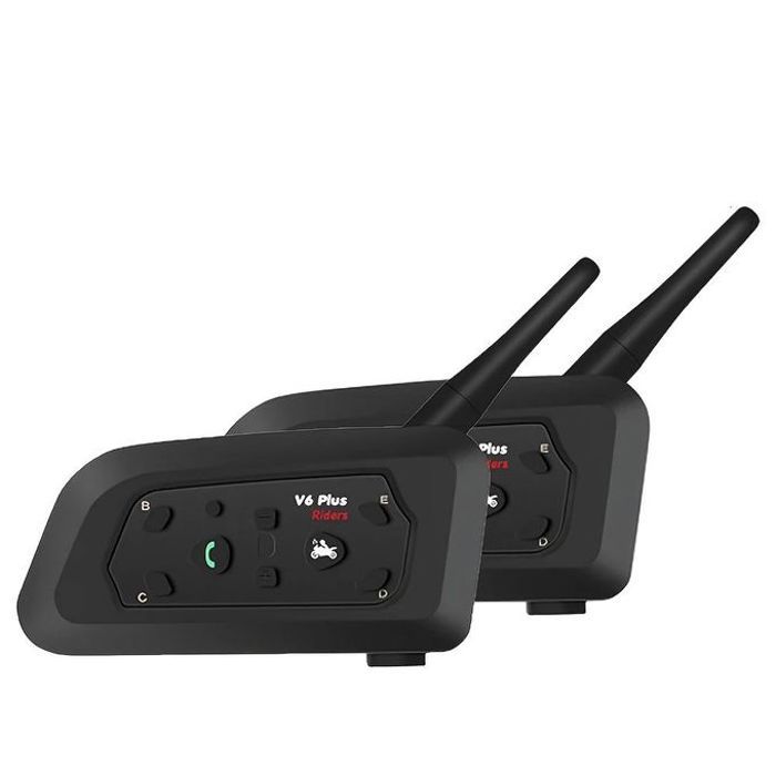 Ejeas pack 2 pcs d'intercom sans fil V6Plus pour moto se connecte à un communicateur sans fil de 1500M pour 6 motards.