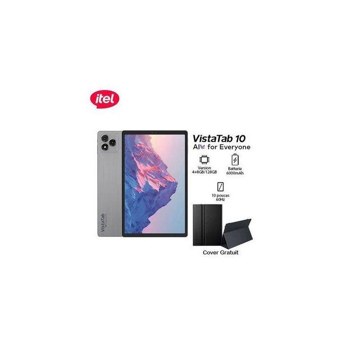 Itel Tablette VistaTab 10 12GB(4+8GB)/128GB, 6000mAh, 10", 4G - Gris + Cover