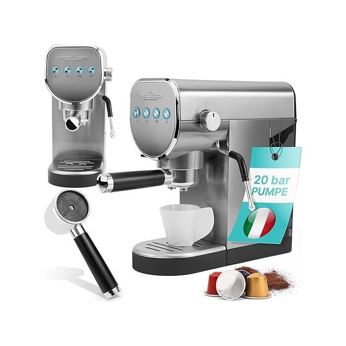 Machine à expresso 2en1 - ProfiCook - ES-KA 1265 - 20 bars - Mousseur à lait - Réservoir amovible 1L