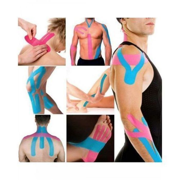 Rouleau Kinesiology Tape - 5m - Réduit douleur - Améliore circulation - Flexible - Couleur aléatoire