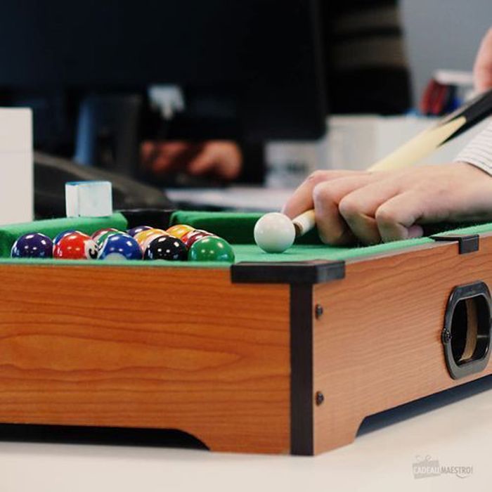 Jeu de table de billard - Power Play - 20 pouces - Design en bois - 2 queues et 16 boules - Pour adultes