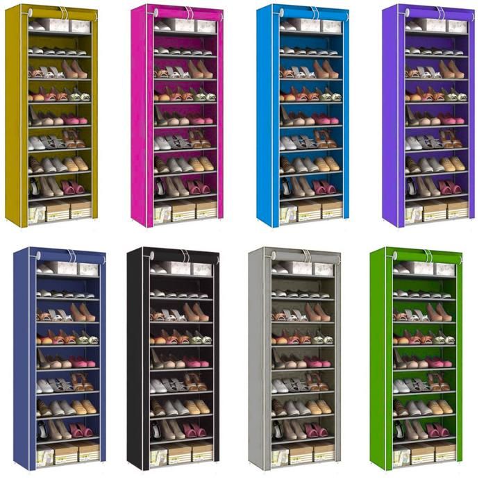 Armoire à chaussures avec couverture en tissu, rangement pratique pour les chaussures et vêtements.(Couleur aléatoire)