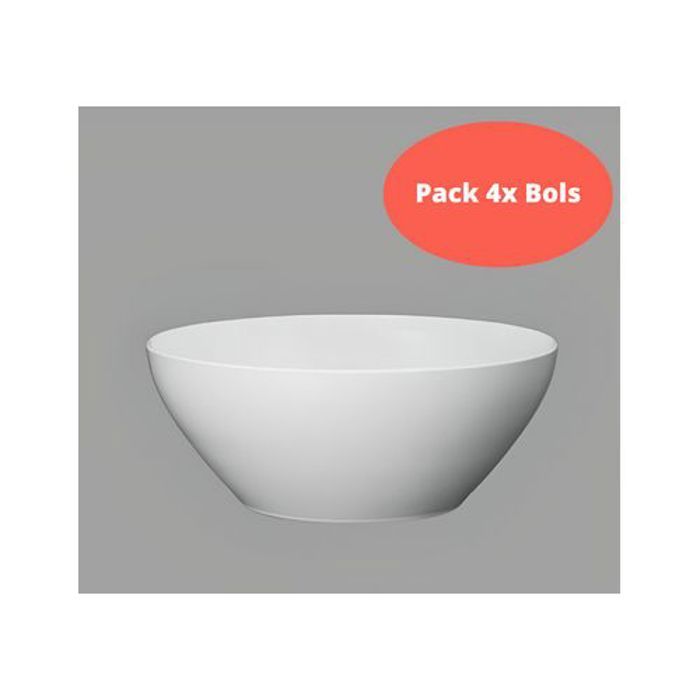 Bols en Mélamine - Noname - Lot de 4 - Incassables - 21 x 21 x 10 cm - Blanc