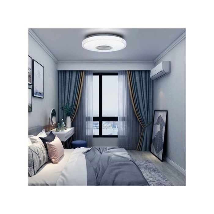 Plafonnier LED avec haut-parleur Bluetooth 24 W, Lampe de Plafond