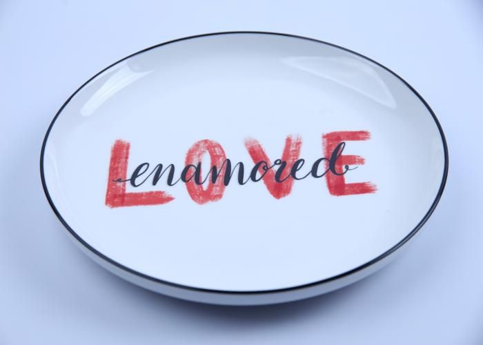 Assiette - GENERIC - Dîner en Porcelaine VC Dessin Love - 25,7cm - Blanc - Compatible lave-vaisselle