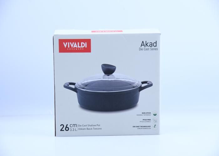 Faitout Bas en Pierre avec Couvercle 26cm 3,5L