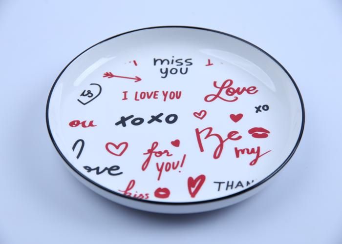 Assiette Creuse - GENERIC - Dessin Love - Porcelaine - 19cm - Compatible lave-vaisselle