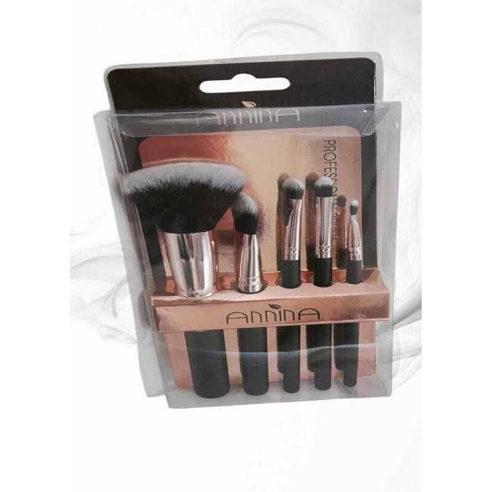 Pinceaux maquillage - ANNINA - Set de 5 - Professionnels - Couleur noire - Visage