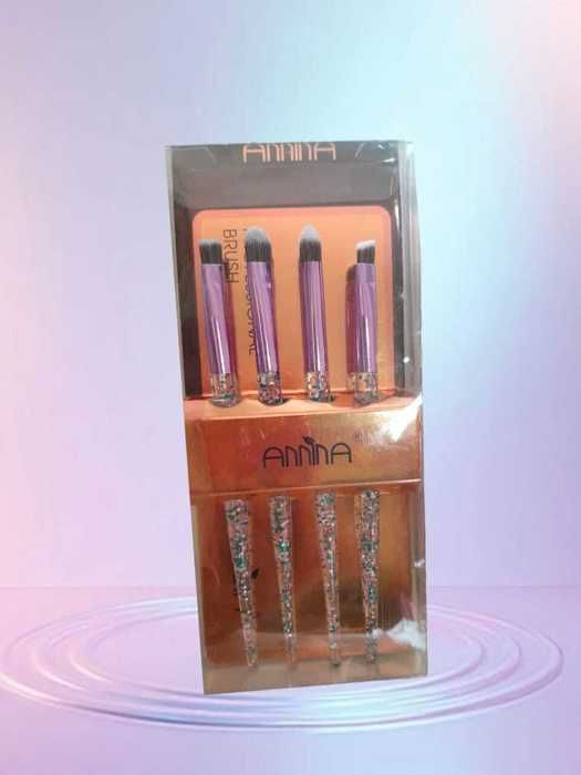 Pinceaux maquillage - ANNINA - 4 pcs - Professionnels - Couleur Violet - Pour visage