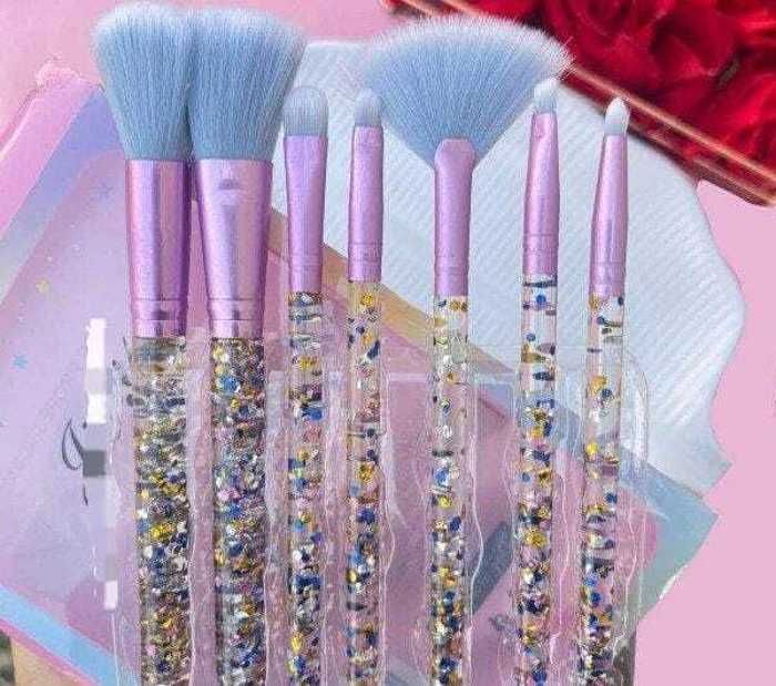 Ensemble de pinceaux pour maquillage - 7 pièces - Poils synthétiques - Couleur violet - Maquillage complet