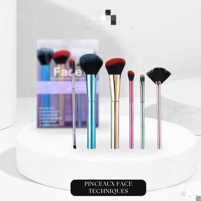 Ensemble de pinceaux pour maquillage - 5 pièces - Poils synthétiques - Multicolore