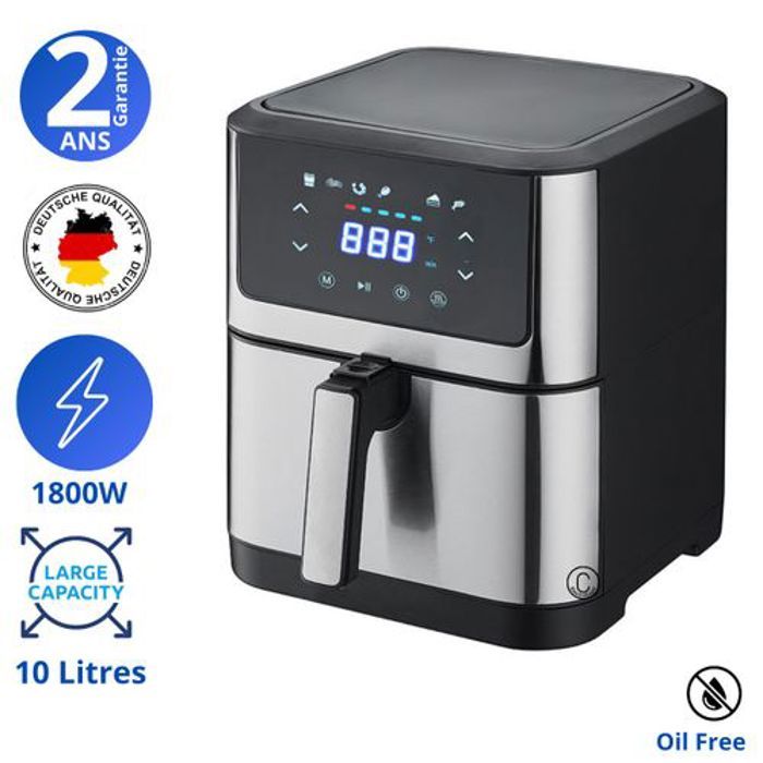Friteuse sans huile - MARQUE - 10L - 1800W - 8 programmes - Tactile