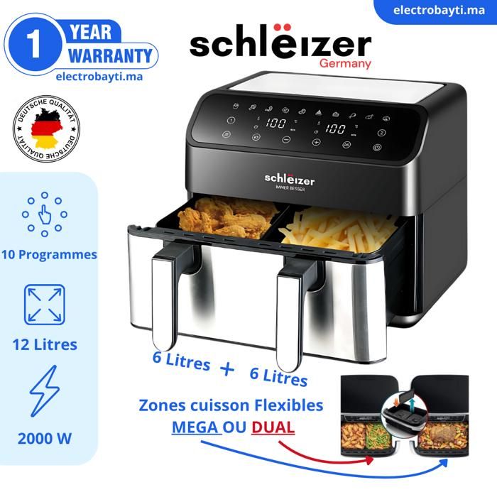 Friteuse sans Huile - Airfryer - MAX - 12 Litres - 2000W - Technologie Dual Zone