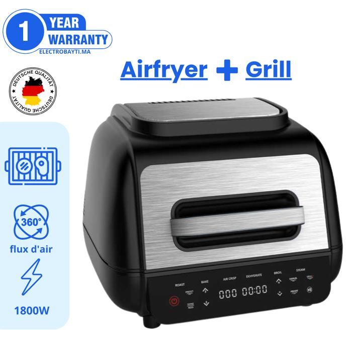 STEAM & GRILL AIRFRYER - Air fryer tactile - multiples fonctions - 1800W