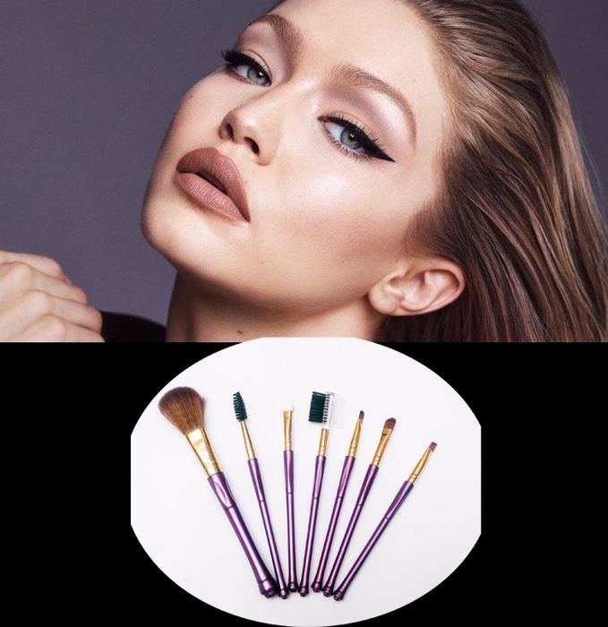 Ensemble de pinceaux de maquillage - GENERIC - 7 pièces - Violet - Fibres synthétiques - Finition brillante