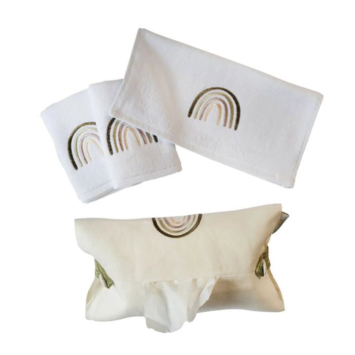 Trio de Serviettes 30 cm x 30 cm Arc en Ciel Vert