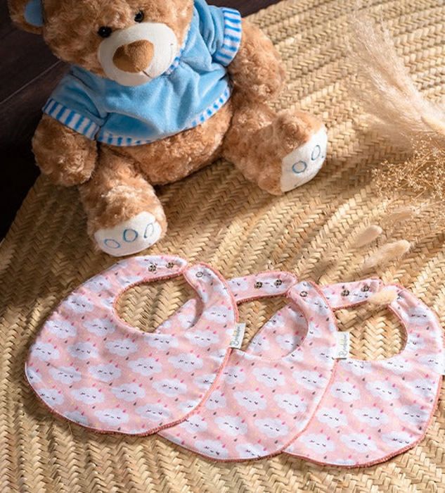 Pack de 3 Bavoirs Classiques Nuage Rose