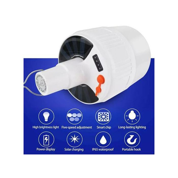 Ampoule solaire LED - Non spécifié - Rechargeable - 3 niveaux - Charge USB - Éclairage extérieur